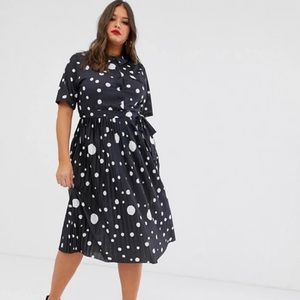 ASOS DESIGN Curve Midi Pleated Shirt Dress SZ 18